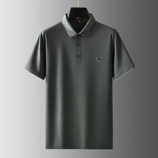 Polo Oversize de Seda Helada para Hombre - Manga Corta con Solapa Relajada - Image 16