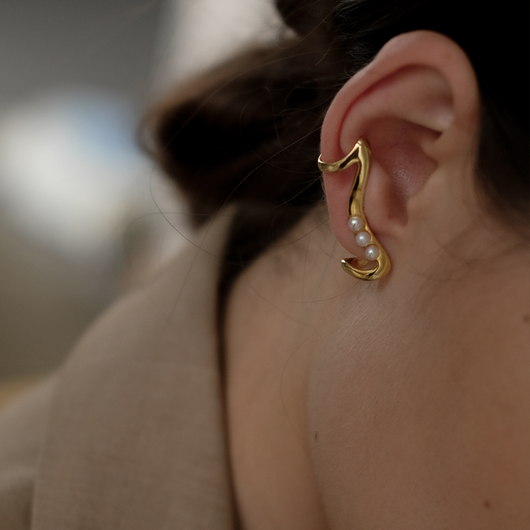 Aretes de Perlas Lujo Diseño Elegante Oro y Plata - Image 10
