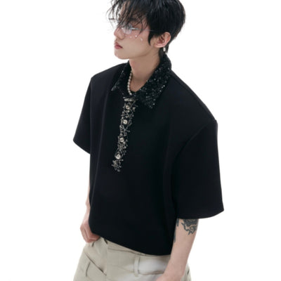 Polo Holgado con Cuello Cuadrado, Lentejuelas y Bordados Elaborados - Image 11