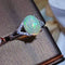 925 Plateado Inlaid Natural Australian Opal Ring Blanco Dorado Color Adjustable Opening