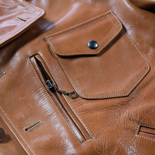 Chaqueta de Cuero para Hombre Solapa Clásica Gamuza Encerada - Image 28