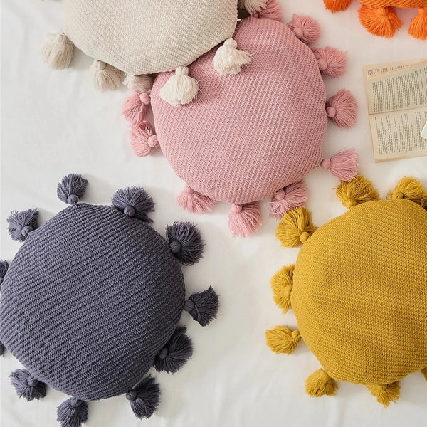 Cojín Nórdico con Borlas para Cama, Sofá y Mesita de Noche