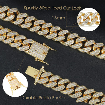 Collar Cubano Chapado en Oro 18K con Diamantes Completos - Image 2