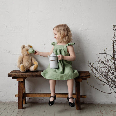 Vestido Lino Niña Verano Suelto con Tirantes - Image 10