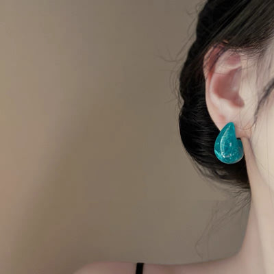 Aretes Gotas de Agua Mint Azul Estilo Retro Francés en Acrílico - Image 4