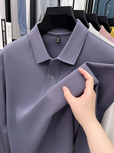 Polo de Algodón Mercerizado Manga Larga para Hombre - Ropa Casual Primavera Otoño - Image 32