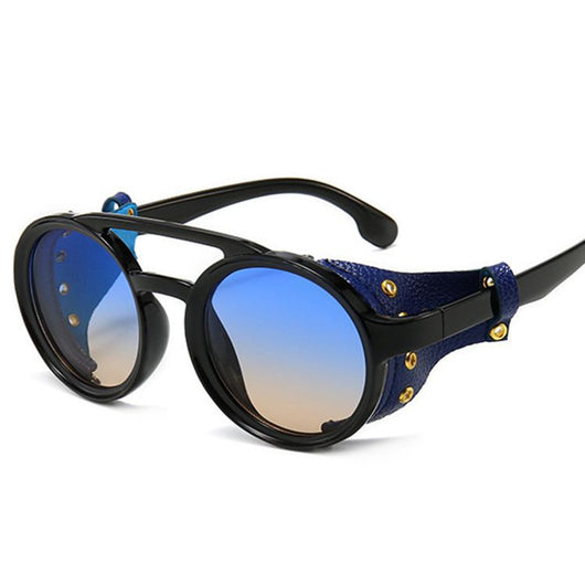 Gafas de Sol Retro Punk con Montura Redonda y Estuche de Cuero - Image 14
