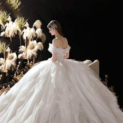 Vestido de Novia Blanco Marfil con Cielo Estrellado y Falda Voluminosa Estilizadora - Image 5