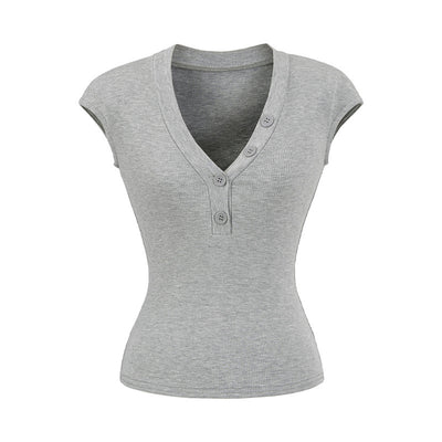 Playera Cuello V Ajustada de Manga Corta - Diseño Moderno y Favorecedor - Image 7