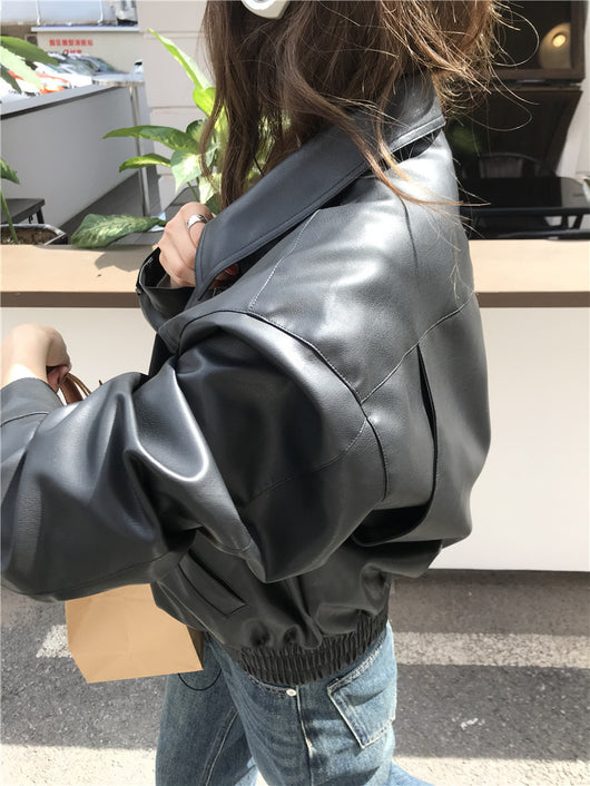 Chaqueta de Cuero Cropped Retro Americana para Mujer - Estilo Cool y Sofisticado - Image 32