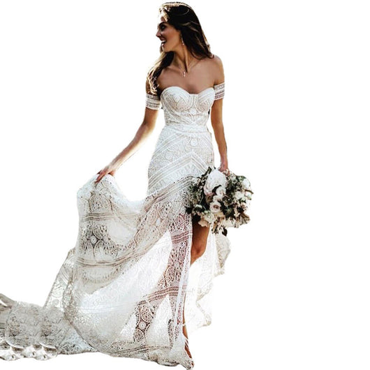 Vestido de Novia Sirena de Encaje Sexy con Detalles Delanteros - Image 2