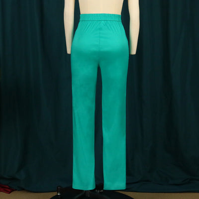 Pantalones de Cintura Alta Elásticos Rectos Verde - Comodidad Deportiva - Image 4