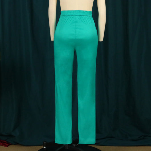 Pantalones de Cintura Alta Elásticos Rectos Verde - Comodidad Deportiva - Image 4