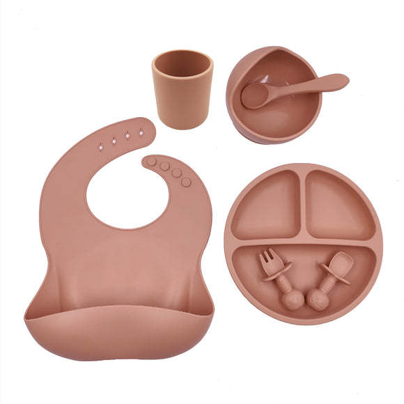 Set Completo de Alimentación Infantil con Babero y Vaso de Silicona