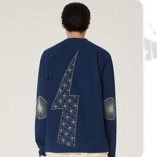 Playera de Manga Larga Denim Lavado con Bordado de Rayo - Image 2