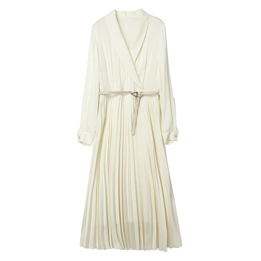 Vestido de Seda con Patchwork y Pliegues para Mujer - Image 2