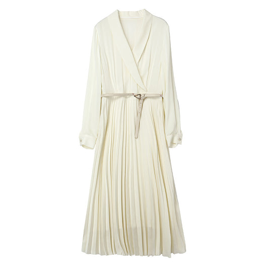 Vestido de Seda con Patchwork y Pliegues para Mujer - Image 2