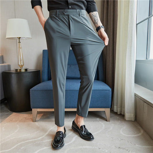 Pantalones de Negocios Casuales Hombre - Tela Nylon Ice Silk Elástica - Image 2