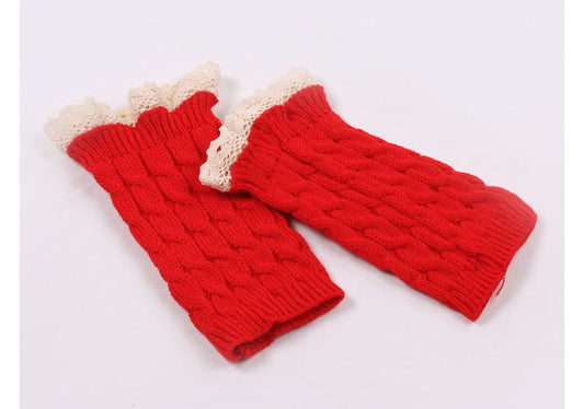 Guantes Tejidos Largos Calefactores con Encaje y Dedos Libres - Image 2