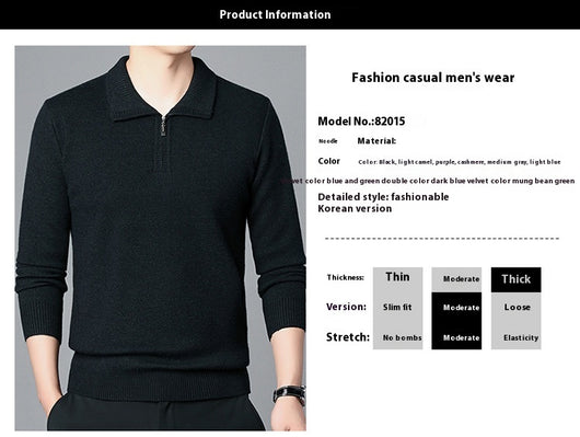 Suéter de Lana 100% Premium con Cuello Solapa - Manga Larga Tejida para Hombre - Image 17