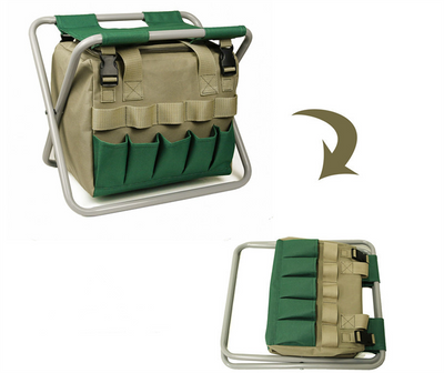 Taburete de Jardín Plegable con Bolsa Organizadora y Herramientas - Image 8