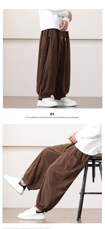 Pantalones Harem de Pana Otoño Estilo Chino para Hombre - Image 20