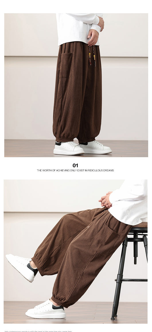 Pantalones Harem de Pana Otoño Estilo Chino para Hombre - Image 20