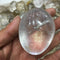 Adorno Ovalado de Cristal Blanco Natural con Asa
