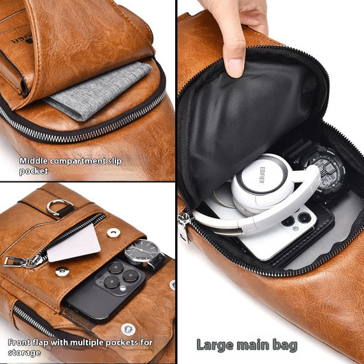 Bolsa de Pecho Retro para Hombre - Gran Capacidad Impermeable - Image 4