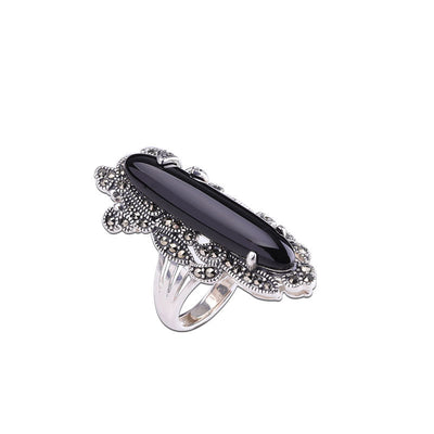 Anillo de Plata Tailandesa para Mujer con Ágata Negra - Image 6