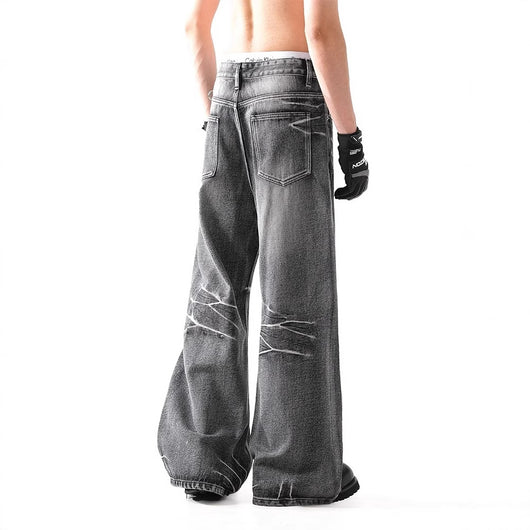 Jeans Micro Acampanados Desgastados con Efecto Rayo - Image 4