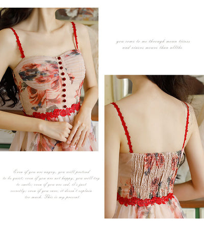 Vestido Floral Vintage con Tirantes y Cintura Ajustada para Verano - Image 8