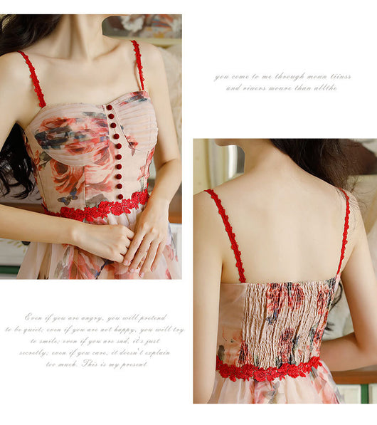 Vestido Floral Vintage con Tirantes y Cintura Ajustada para Verano - Image 8