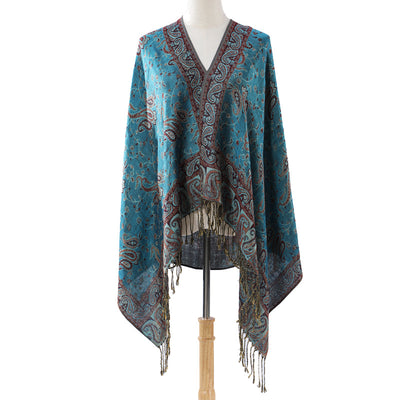 Bufanda Jacquard de Cachemira Clásica Multiusos con Flecos de Anacardo - Image 4