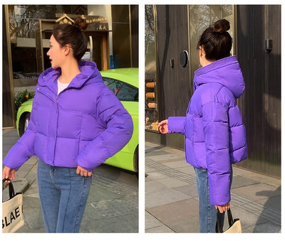 Chaqueta Corta Acolchada con Capucha para Mujer - Estilo Casual - Image 22