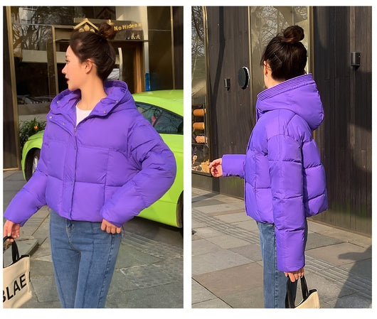 Chaqueta Corta Acolchada con Capucha para Mujer - Estilo Casual - Image 22