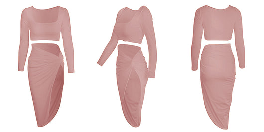 Vestido de Dos Piezas con Hombros Descubiertos y Pliegues Elegantes - Image 16