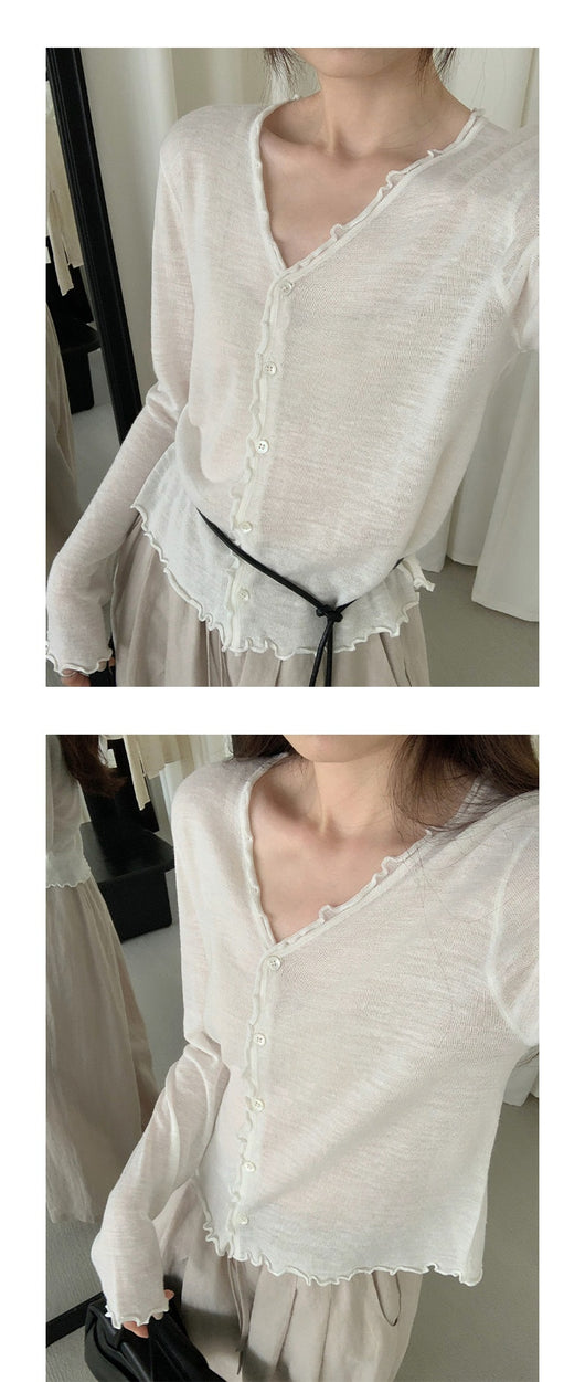 Cardigan Tejido con Encaje Efecto Hongo Arbóreo y Botones - Image 15