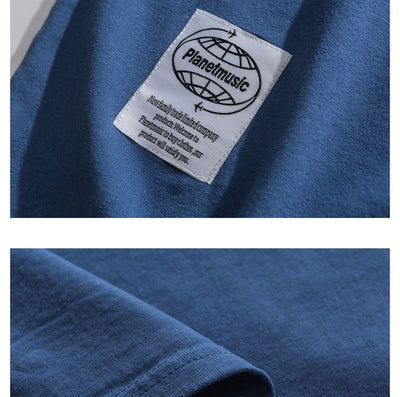 Camiseta Hombre Estilo Retro Japonés con Hombros Caídos y Estampado de Letras - Image 15