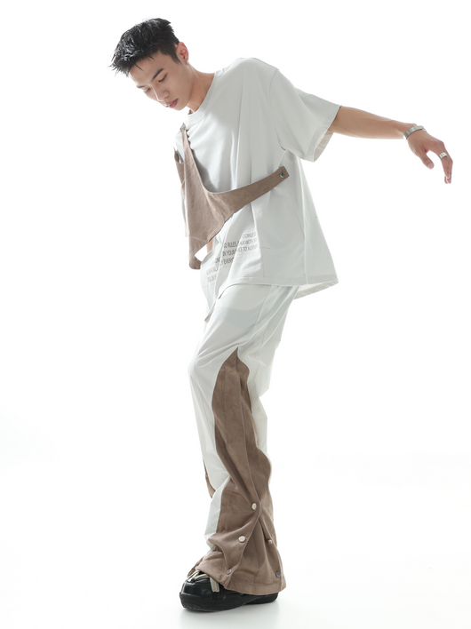 Pantalones Nylon para Hombre con Corte Acampanado y Detalles de Empalme - Image 7