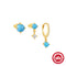 Simple Ins Estilo S925 Loving Heart In Sterling Plateado Dripping Turquoise 2 Dorado 3 Sets 925 Plateado