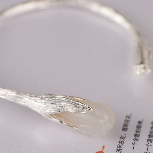 Pulsera de Plata 990 con Tulipán de Cristal Incrustado a Mano - Image 4