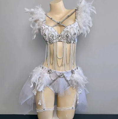 Bikini Azul Ahumado Brillante con Cadena - Estilo Vacacional - Image 13