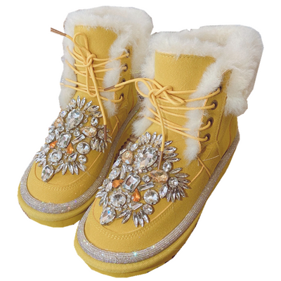 Botas Cortas de Lana Acolchada con Tachuelas de Diamante - Image 4