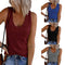 Chaleco Casual de Punto Acanalado Cuello U sin Mangas para Mujer