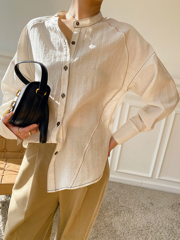 Camisa Suelta para Mujer - Diseño Simple Otoño