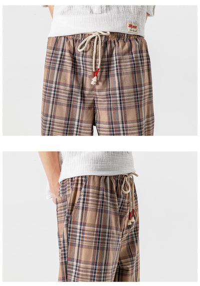 Pantalones Casuales a Cuadros Estilo Asiático con Detalles Desgastados - Image 17