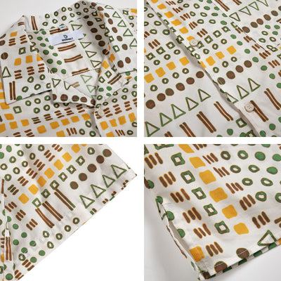 Camisa Retro de Estampado Étnico de Manga Corta para Hombre - Image 8