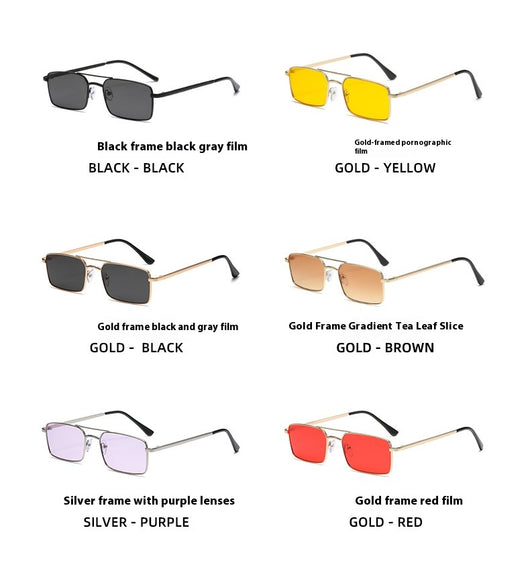 Black rectangular sunglasses with a double beam and dark gray lenses, angled on a white background. - Image 21