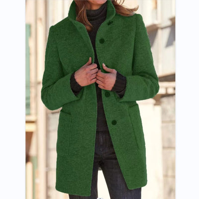 Abrigo de Lana con Cuello de Pie y Bolsillos - Casual para Otoño Invierno - Image 17